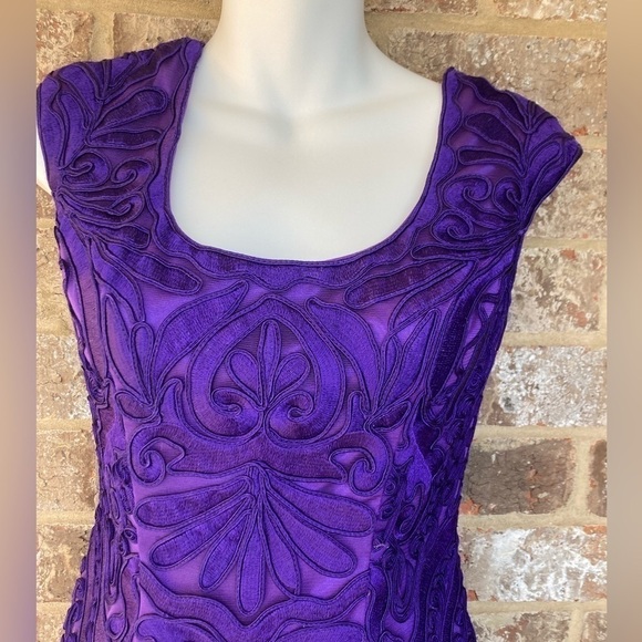 Sue Wong Purple Embroidered Sheath Dress-0 - Picture 3 of 12